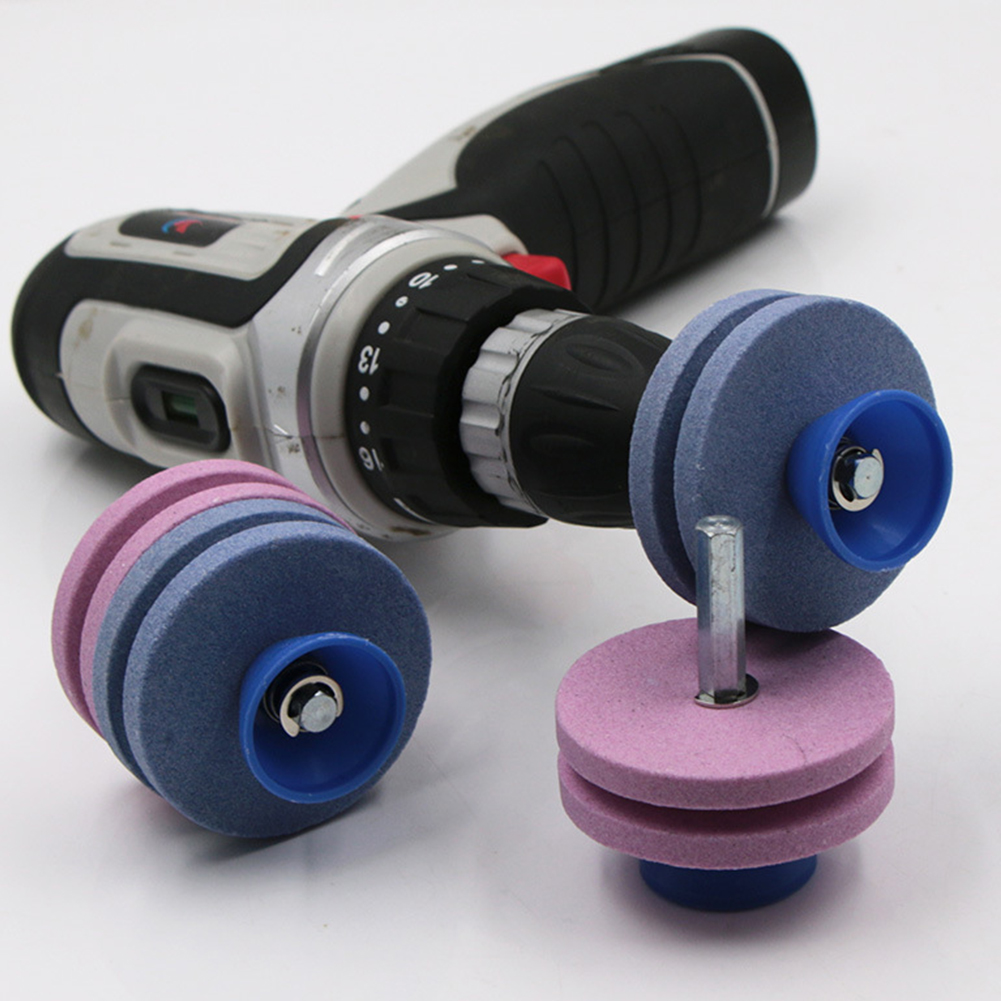 Afilador de cortacésped de 56MM, piedra de afilar de cuatro capas, afilador de cuchillas para cortacésped, taladro de doble molienda, cortes de taladro de molienda universales