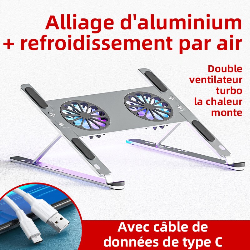 Laptop Stand Radiator Twin-Turbo 8 Levels Adjustable Static Gale Laptop Cooling Aluminum Alloy For Macbook Gaming Laptop Cooler