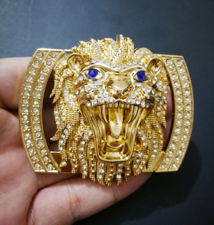 Löwe gürtel schnalle mit diamant für sterben mann frau leder gürtel von metall Löwe schnalle nutte taille schnalle: Gold