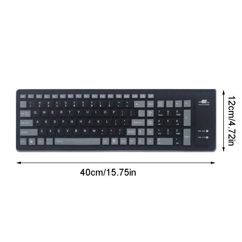 Foldable Silicone Keyboard USB Wired Silicon Flexible Roll Up Soft Keyboard for PC Laptop