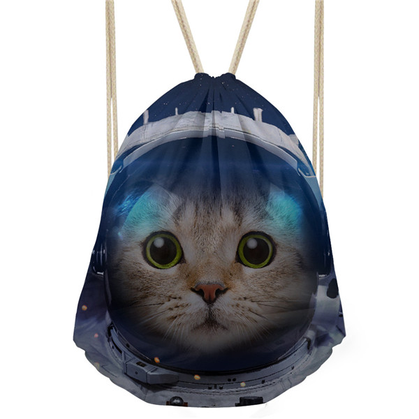 FORUDESIGNS Men's Small Backpack Drawstring Bag Galaxy Animal 3D Print Men Softback Bagpack Cute Cat Kid Boys School Backpacks: CC4156Z3