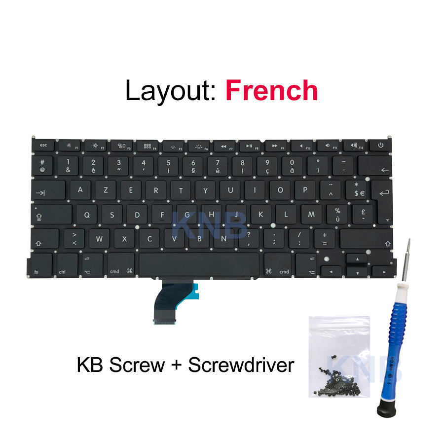 Nowy Laptop A1502 klawiatura US UK hiszpania rosyjski francuski szwajcarski włochy arabski układ dla Macbook Pro Retina 13 &quot;2013 2014 2015: French with Tools