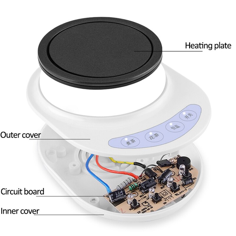 Calentador de taza de 220V, calentador de taza de 100 °C, máquina de té , posavasos de calefacción, calentador de escritorio de 3 engranajes para café, té de la leche, almohadilla calentadora automática