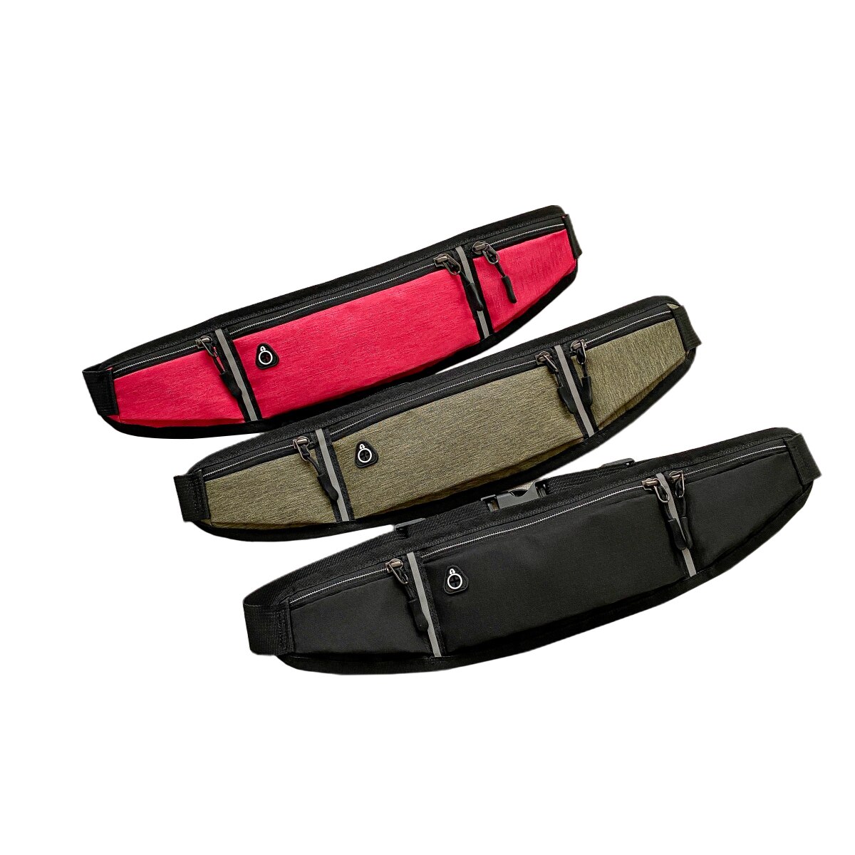 Kvinner sport midje bag utendørs reflekterende stripe fitness mobiltelefon midje bag med øretelefon hull jogge løpebager