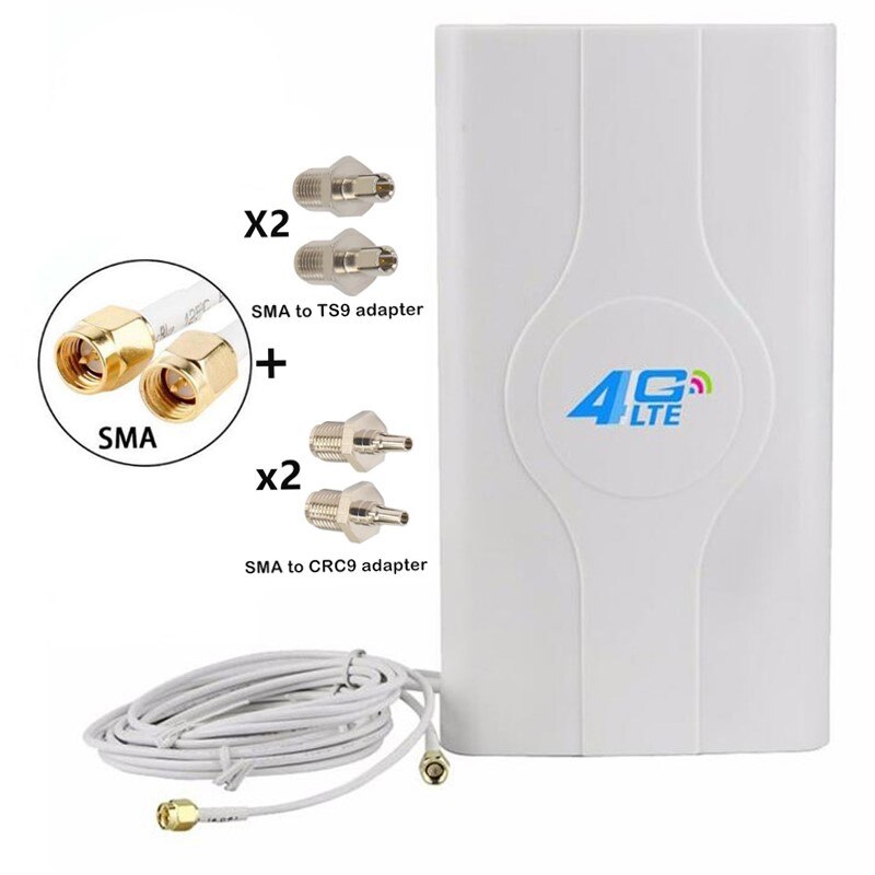 JX Antemma 3G 4G LTE omni Panel antenna 700~2600mhz 88dbi Dual cable antenna SMA TS9 CRC9 for 3G 4G Modem Router: Add TS9 CRC9