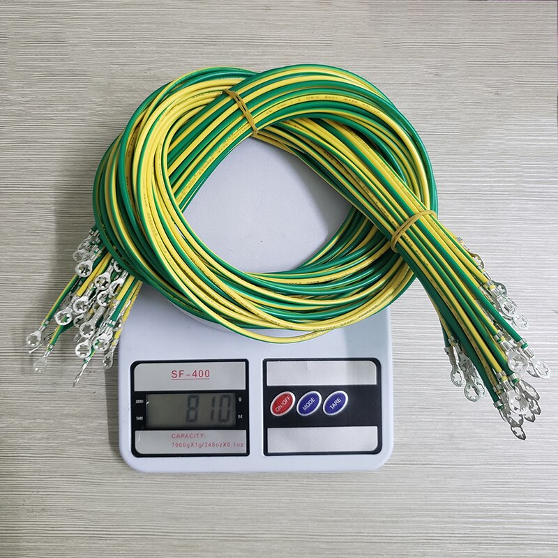 Yellow-Green Grounding Wire with Ring Terminals 16 AWG Copper PV Cabinet Bridge Leakage Earth Cables 50pc/lot