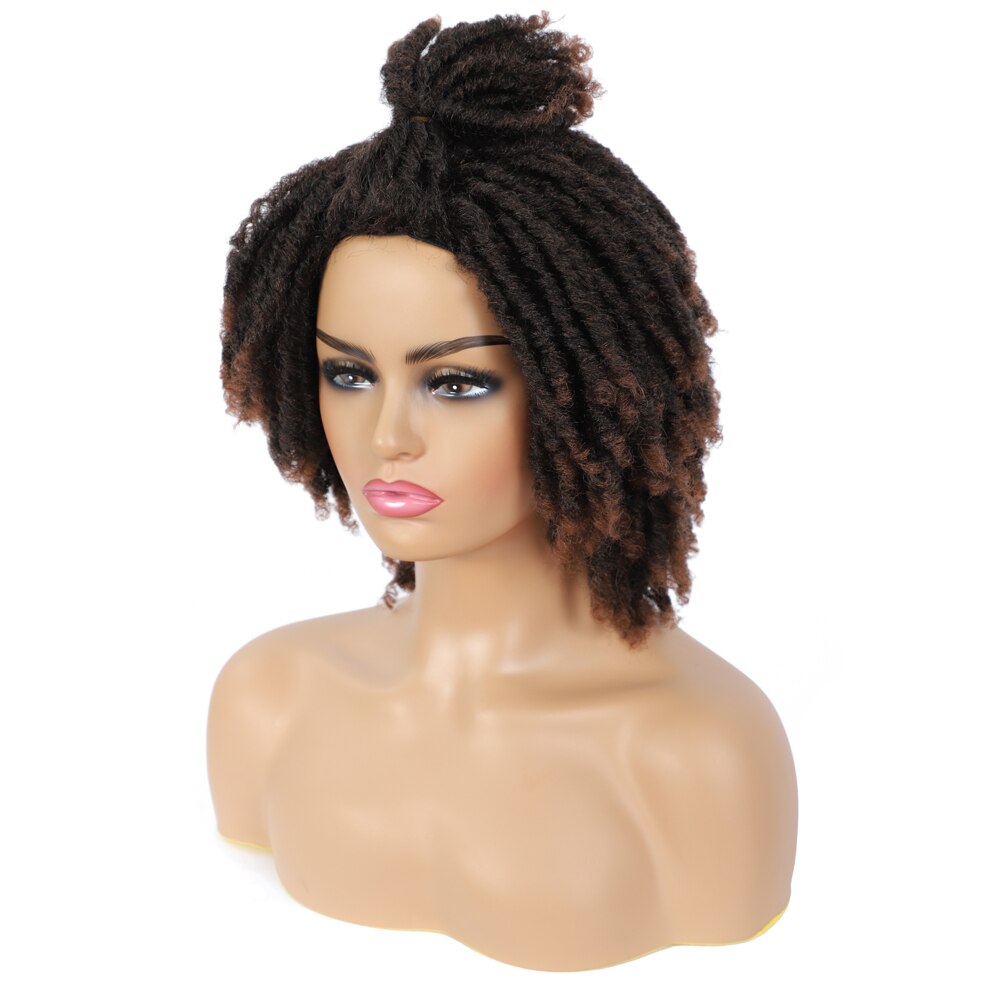 Dreadlock Wig Braided Twist Black Brown red High Temperature Fiber Short Crochet Locs Synthetic Hair Wigs for Black Women Wig