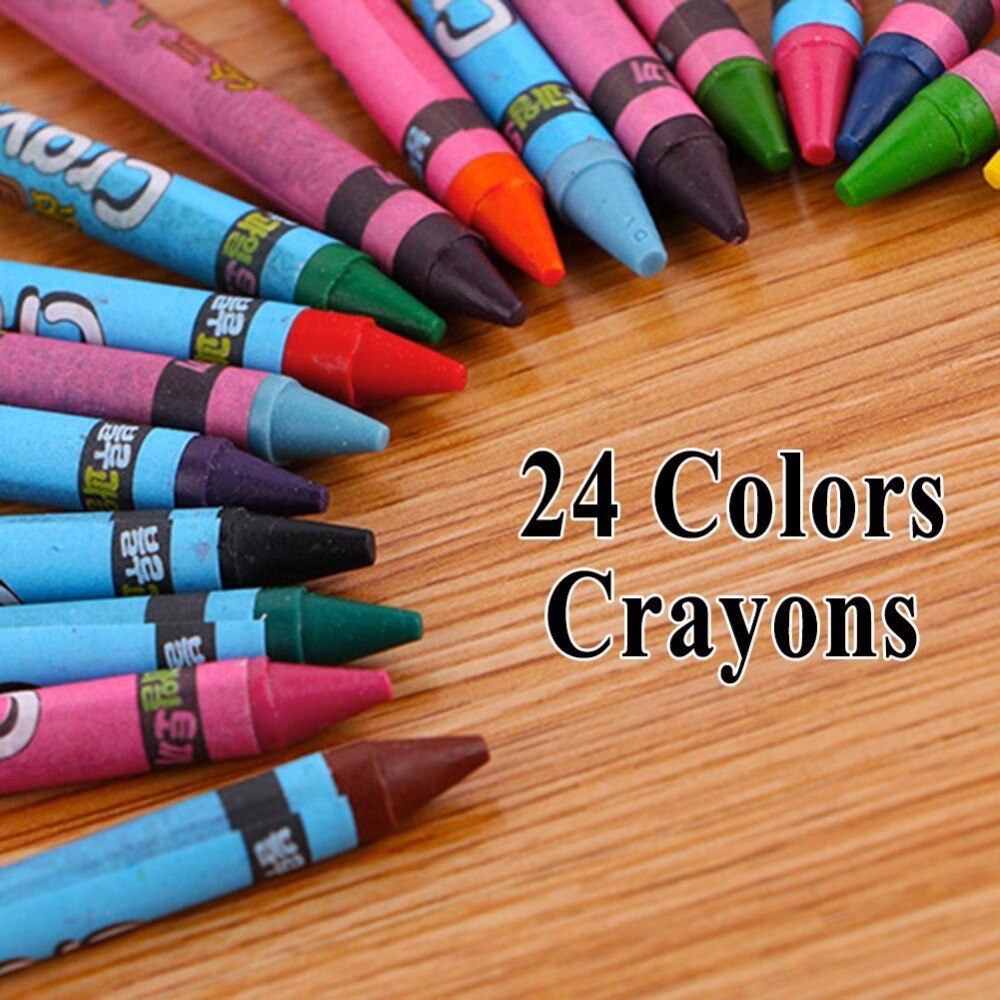 DELVTCH-Juego de 24 colores de lápiz de cera, lápices de colores, pasteles de grafiti al óleo, pintura para niños, suministros de papelería para dibujar,
