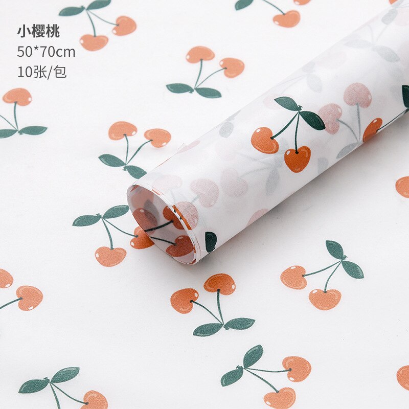 10pcs/lot 50x70cm DIY Flora Fauna Tissue Paper Wrapping Paper Clothing Packing Flower Bouquet Packaging Paper Craft Paper: Cherry