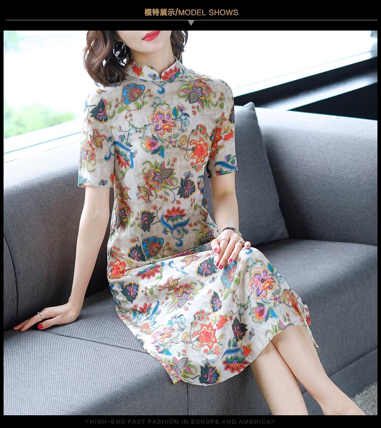 Kinesisk kjole moderne qipao cheongsam kvinder lang split blonde kinesiske kjoler qipao traditionel qipao kjole: M