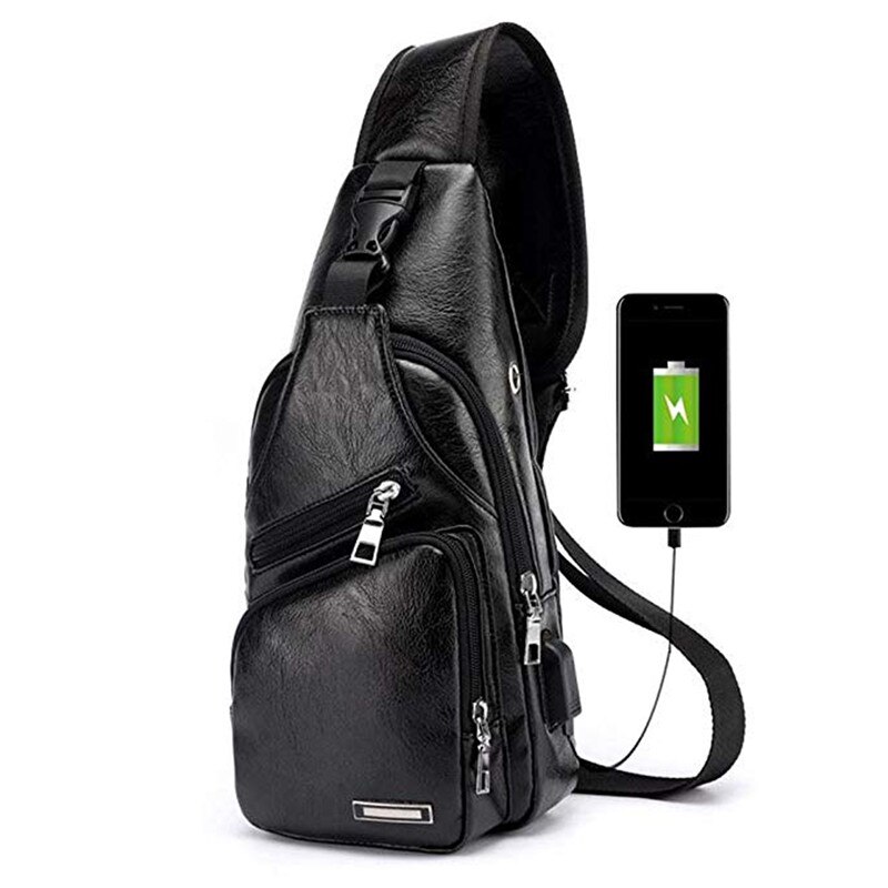 Crossbody Tassen Voor Mannen Korte Trip Sling Borst Bag Casual Messenger Bags Mannelijke Schoudertas Diagonaal Back Pack Bolsos: Black