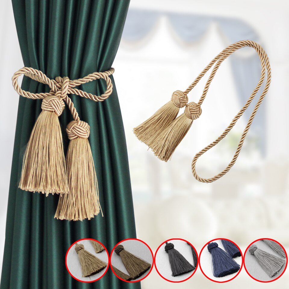 Porte-rideau à franges, 1 pièce, accessoires de salle, corde à boucle, tissage à la main, frange, Bandage, décoration de la maison: Gold