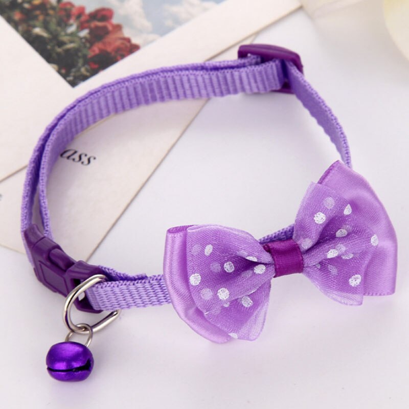 1pc novo sino doce cor gatinho likesome cão gato animal de estimação laço colar: ROXO