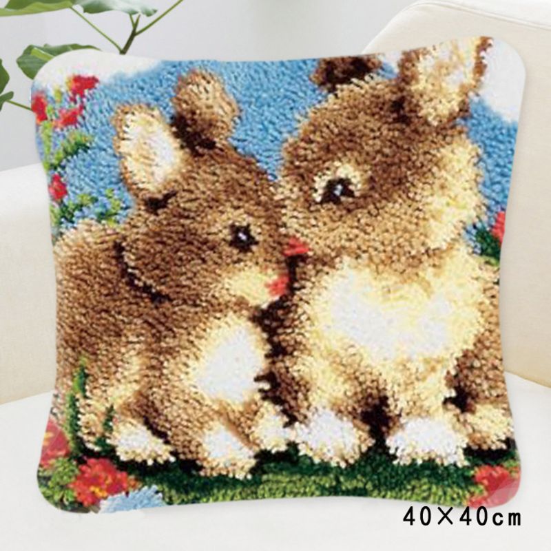 Animal Series DIY Latch Hook Rug Kit 3D Segment Embroidery Pillow Wool Cross Stitch Carpet Set