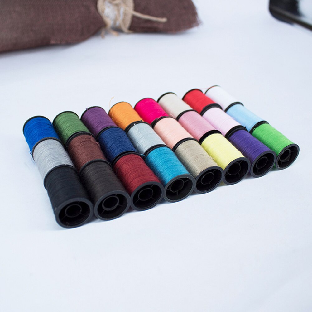 24Pcs Mixed Color Yarn Sewing Thread Household Needle DIY Roll Machine Handcraft Embroidery Sewing Thread Kit Accessories