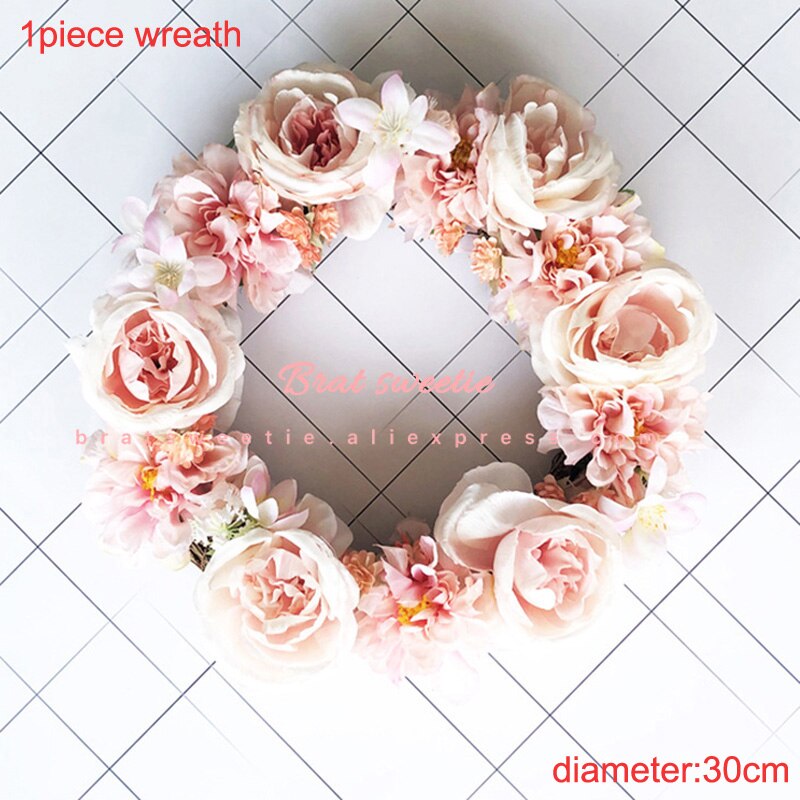 30cm 40cm rosa bröllop blomkrans krans led lampor heminredning prydnadssaker kranshängare jul dörrdekorationer för hemmet: Rosa blomsterkrans