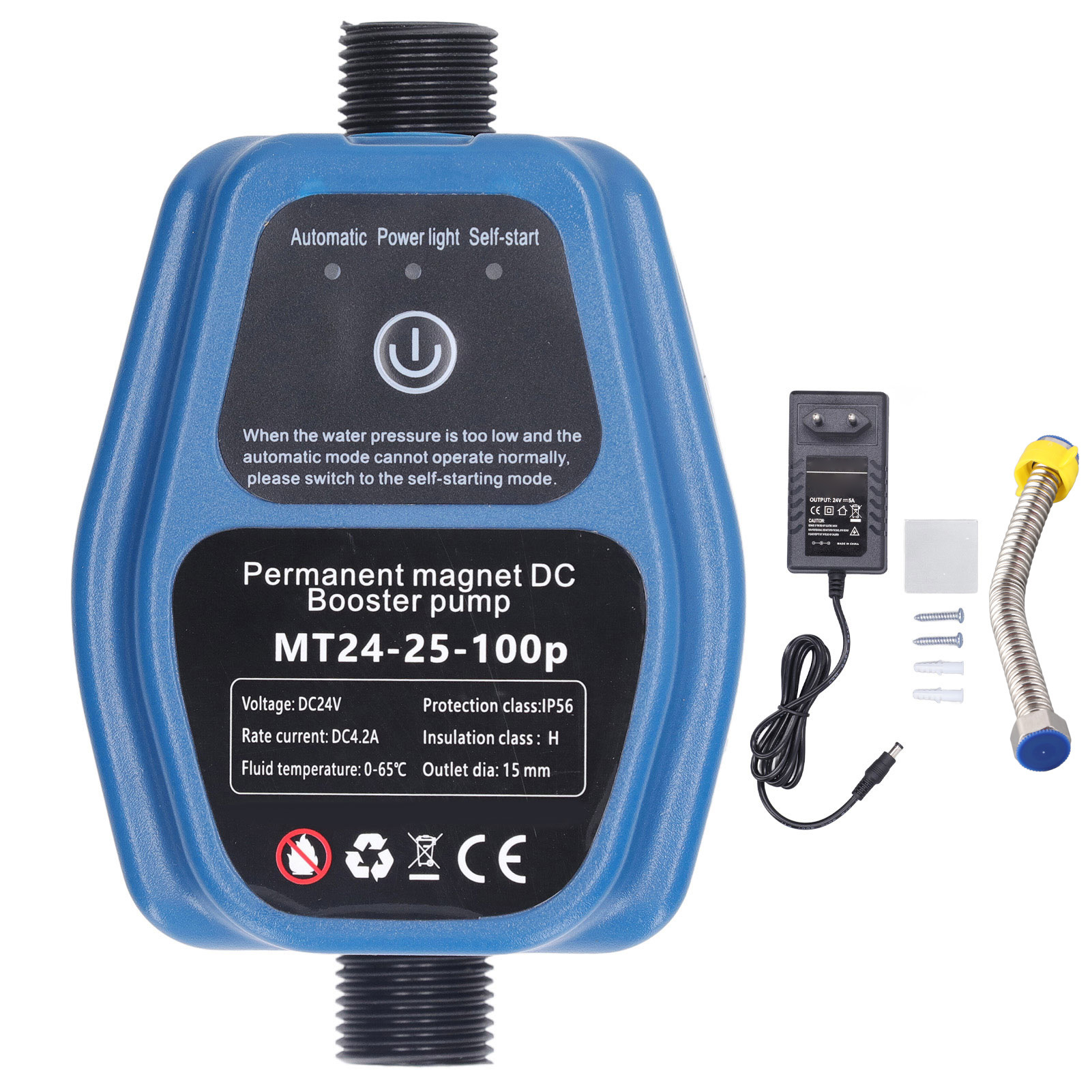 Waterdrukverhogingspomp 100w 24v 25l ip56 intelligente, automatische douchedrukverhogingspomp met sensor: Eu