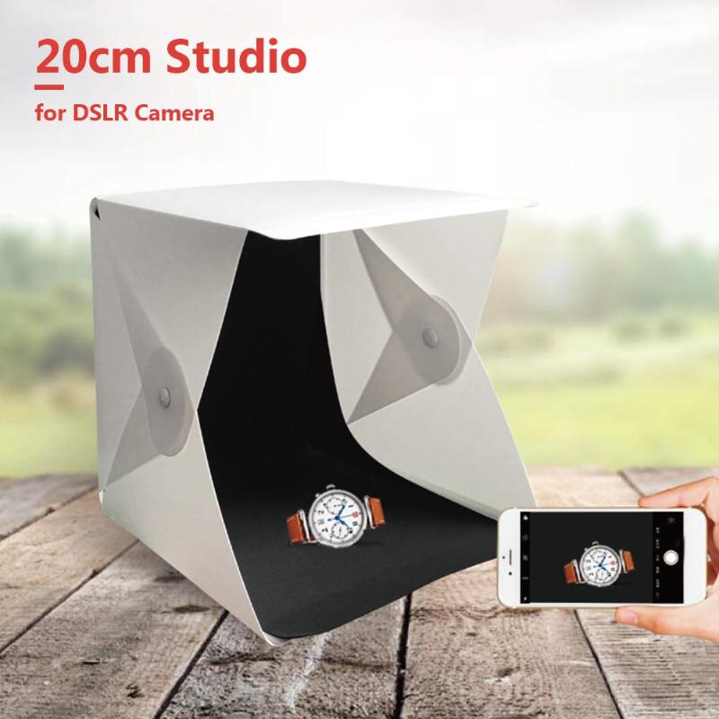 20cm Mini Opvouwbare Draagbare Lightbox Dual LED Bandjes Fotografie Fotostudio Doos Geschikt voor Schieten Speelgoed Mobiele Telefoons