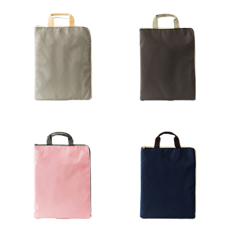 Handheld 2-layer A4 File Folder Zippered Pockets Document Organizer for School