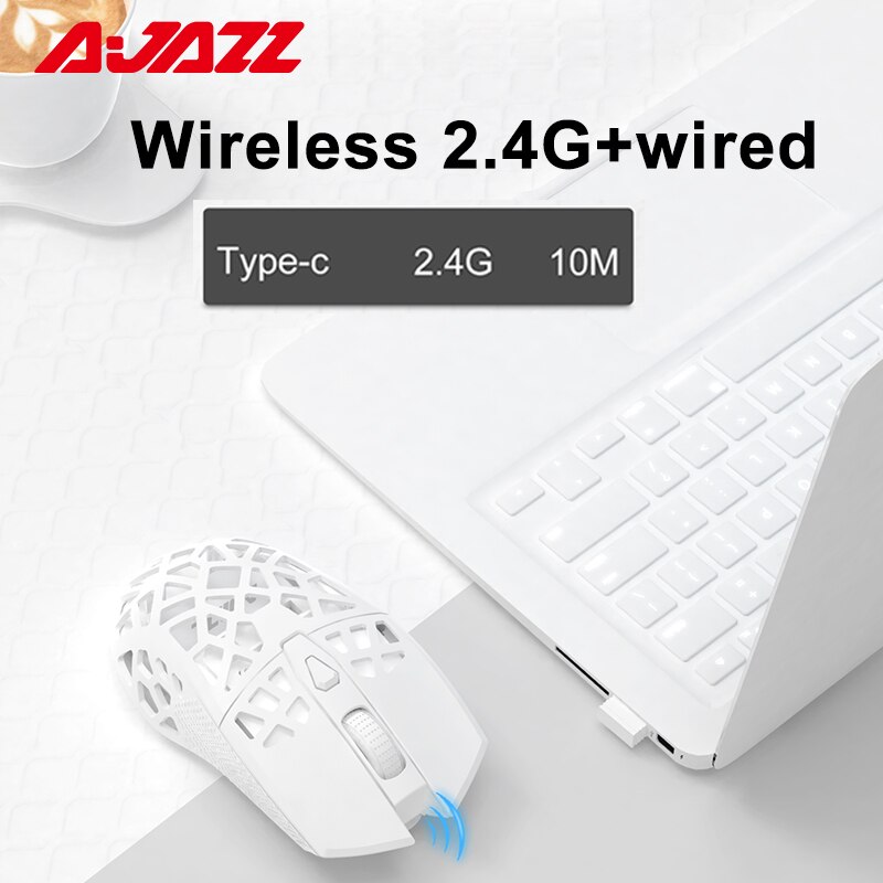 AJAZZ I339Pro Wireless Gaming Mouse 16000 DPI Programmable Mice 7 Buttons Lightweight Hollow-Out 2.4G Pink Whtie Mouse for Gamer