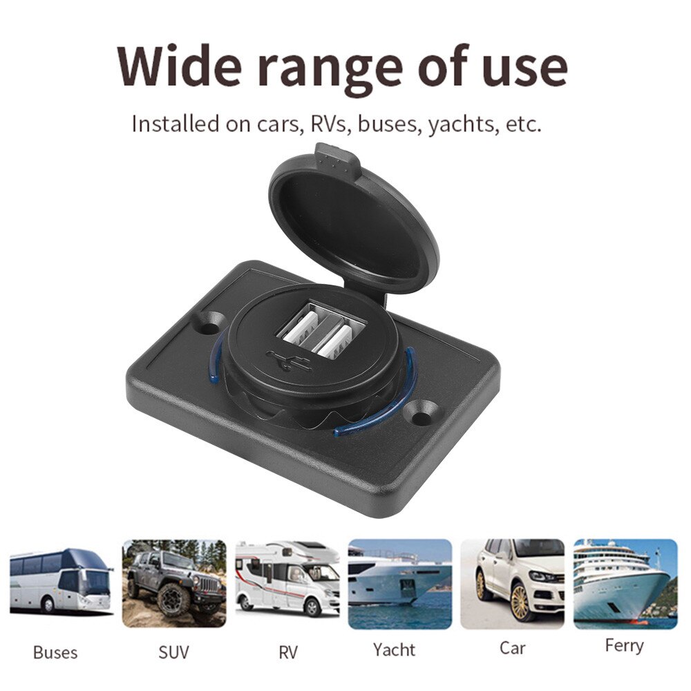 12-24V 4.2A Dual USB Charger Power Socket Adapter Charging Panel Mount for Motorbike Car Boat ATV UTV Camper Caravans