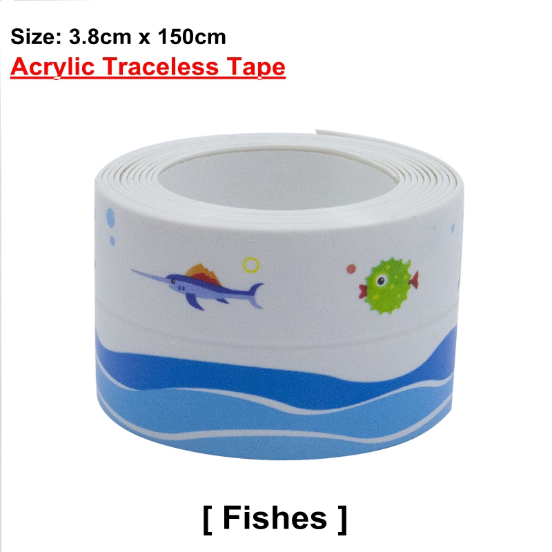 Autocollant étanche pour évier de cuisine, ruban adhésif Anti-moisissure, en PVC pour comptoir de salle de bain, espace de toilette, outil de couture auto-adhésif: Acrylic 1.5m fishes