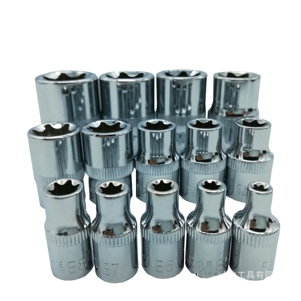 Milda 14 Stks/set E Torx Ster Vrouwelijke Bit Socket Set 1/2 "3/8" 1/4 "Drive E4-e24 Repair Tool Hand Tool Set Hoge Quanlity