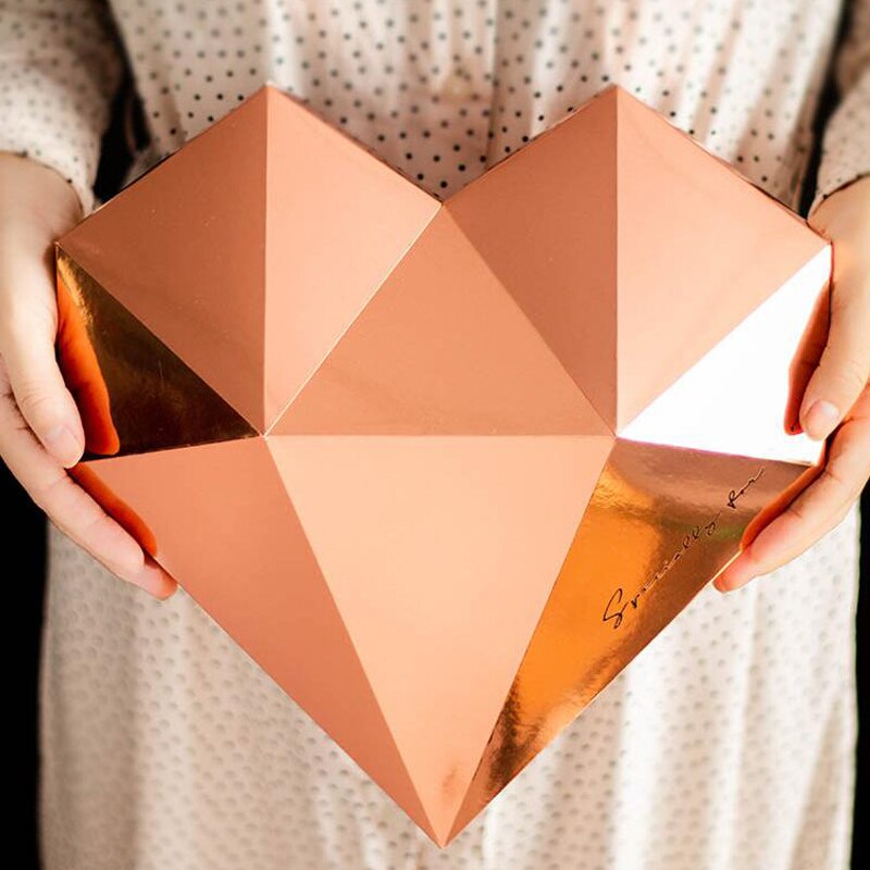 High-End 3d Geschenkdoos Rose Gouden Rood Roze Diamant Hart Vorm Wedding Party Verjaardag Snoep Sieraden Parfum Kartonnen geschenkdoos