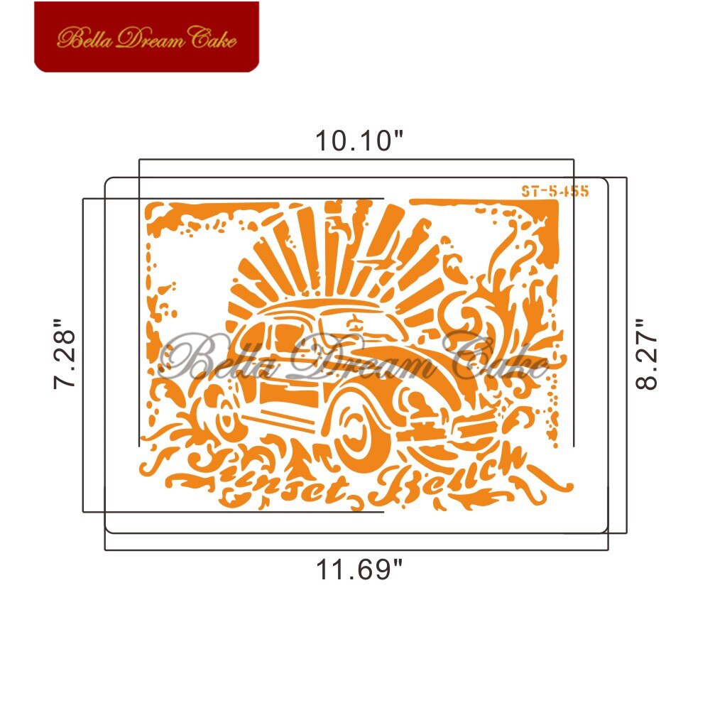French Words Teapot Car Cake Stencil Layering Plastic Stencils Painting Drawing Stencils Template Cake Decorating Tool: ST-5455