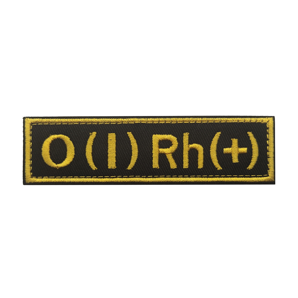 O1RH +- A2RH +- B3RH +- AB4RH +-Badge de groupe de sang russe brodé, Badge de premiers secours européen, crochet et anneau de broderie, Patch magique: Nickel noir