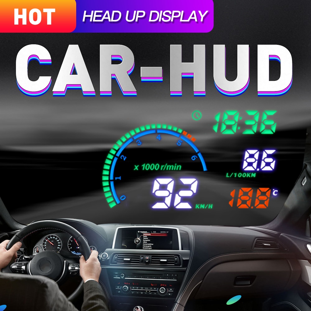 I9 Universal Car Head-up Display OBD2 medidores HUD GPS HUD parabrisas proyector sistema de advertencia de exceso de velocidad de consumo de combustible datos
