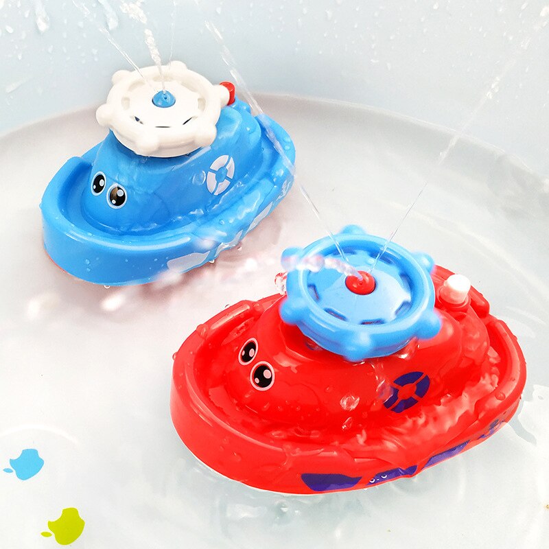 Badspeelgoed cartoon dier grappig baby elektrisch roterend sproeiend waterschip speelgoed voor baby waterstraalboot badkamer badkuip