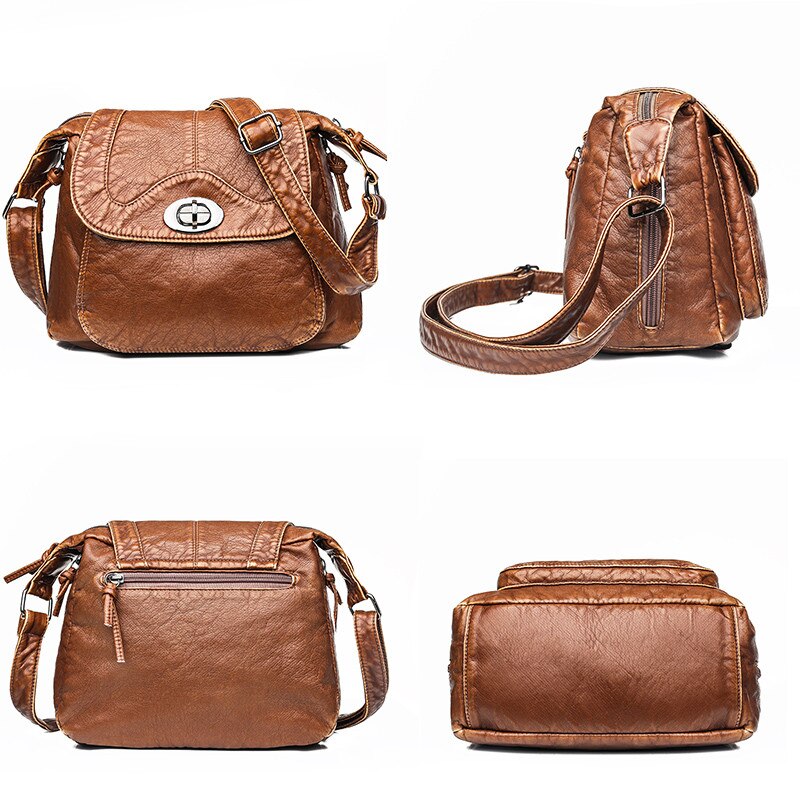 Winter Crossbody Schoudertassen Voor Vrouwen Vintage Handtas Vrouwelijke Zachte Gewassen Lederen Portemonnees En Handtassen Tassen Sac