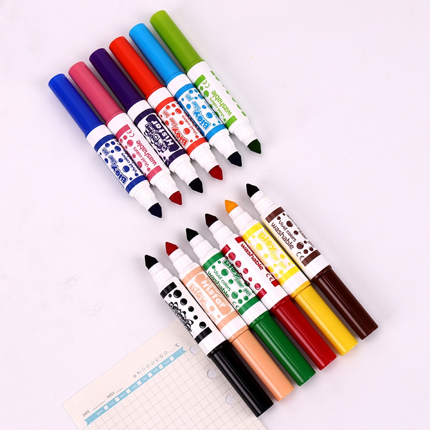 12 unidades/juego de Mini subrayadores para escribir, pintura bonita, acuarela, pluma Coreana de papelería, útiles escolares de oficina