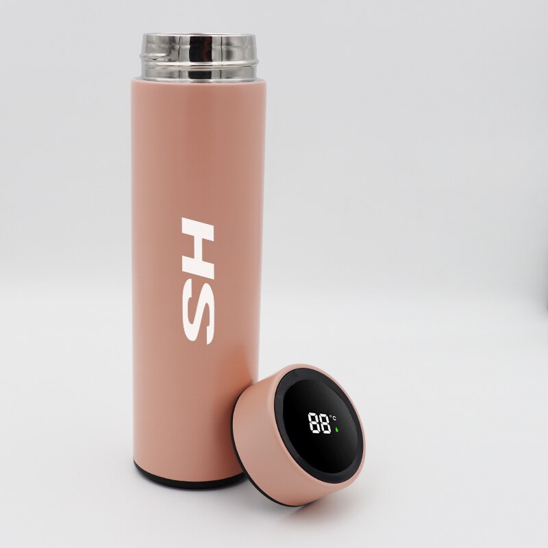 500ml inteligentny wyświetlacz cyfrowy dotyk samochodu temperatury termos ze stali nierdzewnej dla MG HS akcesoria samochodowe: różowy