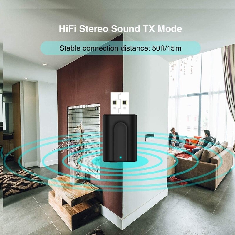 Ricevitore trasmettitore Bluetooth USB per PC/TV, Dongle Bluetooth 5.0, adattatore Audio Bluetooth 2 in 1 tappo & giocare a bassa latenza