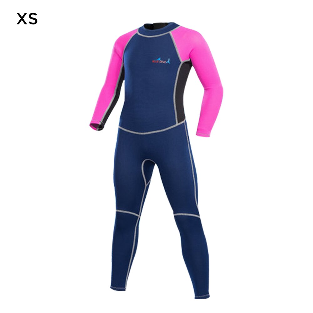 Kids Full Wetsuit 2MM Nylon Neoprene Diving Suit Thermal Warm UV Sun Protection Quick Dry Long Sleeve Back Zippered for boy girl: Rose red / XS