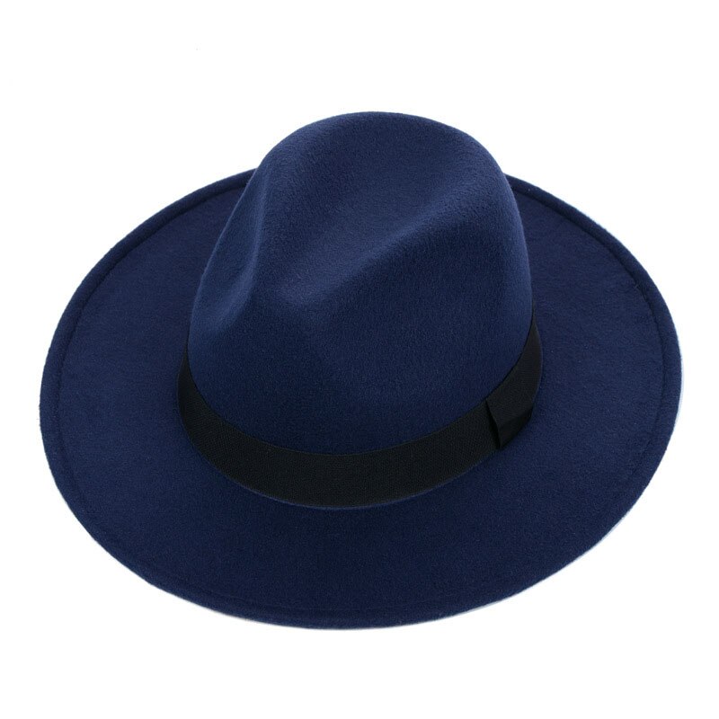 Fedora hat kvinder imitation uldfilt hatte mænd sort top jazz hat: Blå