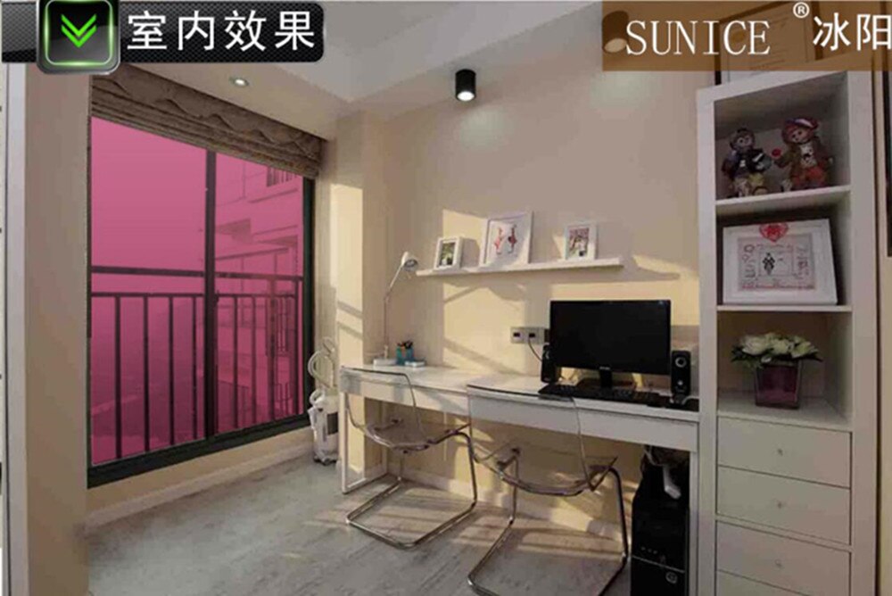 Película de bloque solar de ventana roja película de calor de privacidad películas de vidrio Anti-UV tinte de ventana autoadhesiva estática para puerta de oficina 0,9x3 m deseos Sunice