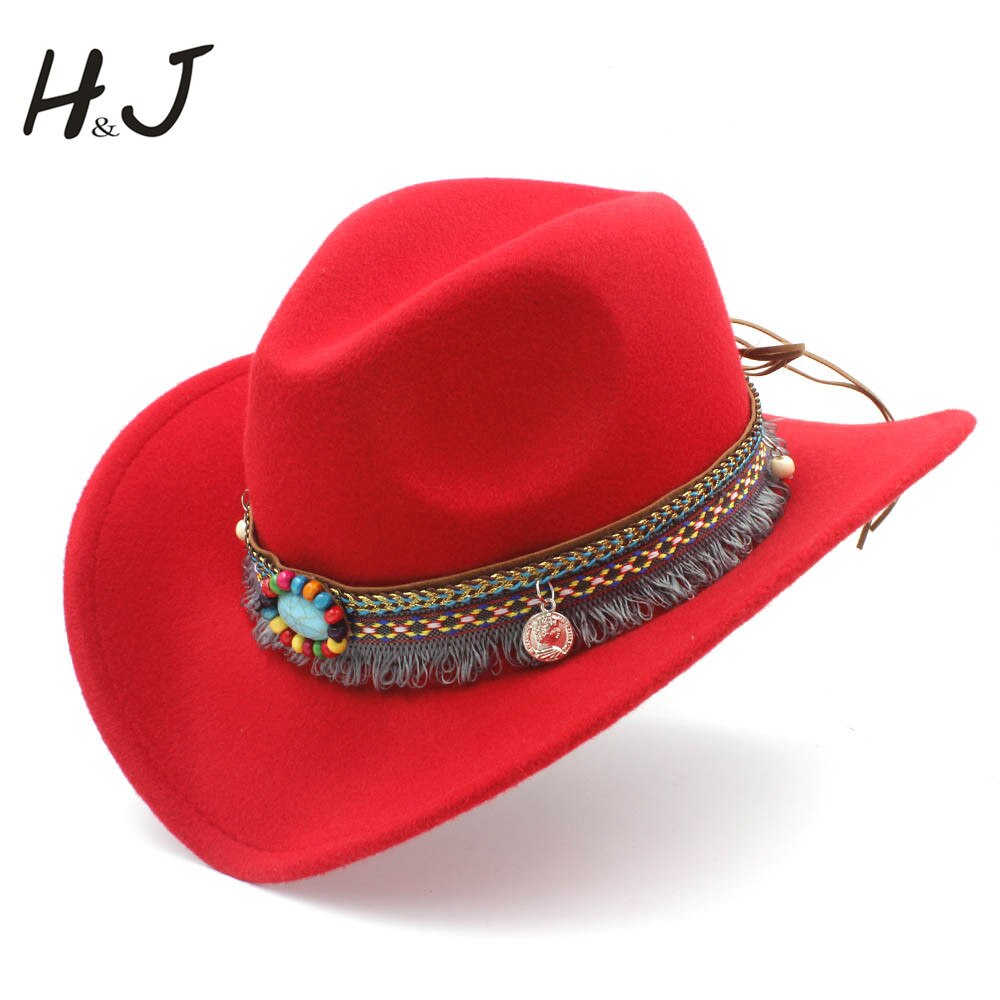 Barneull hule western cowboy lue dusk belte barn jente jazz cowgirl sombrero cap størrelse 52-54cm i 4-8 år