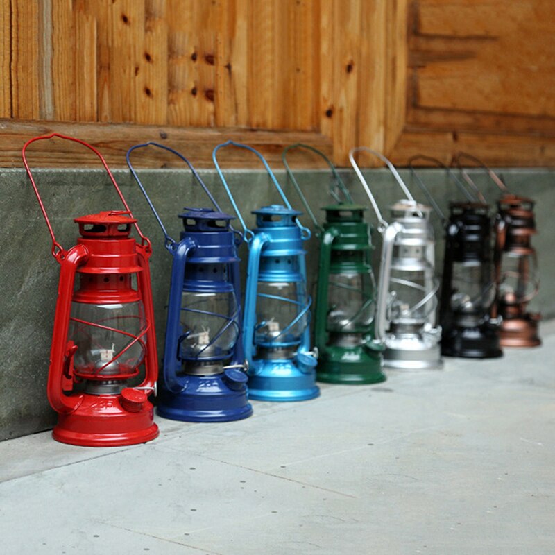 25cm retro klassisk petroleumslampe 6 farver 235 led dæmpbare petroleumslanterner væge bærbare lys bærbare lys udsmykning