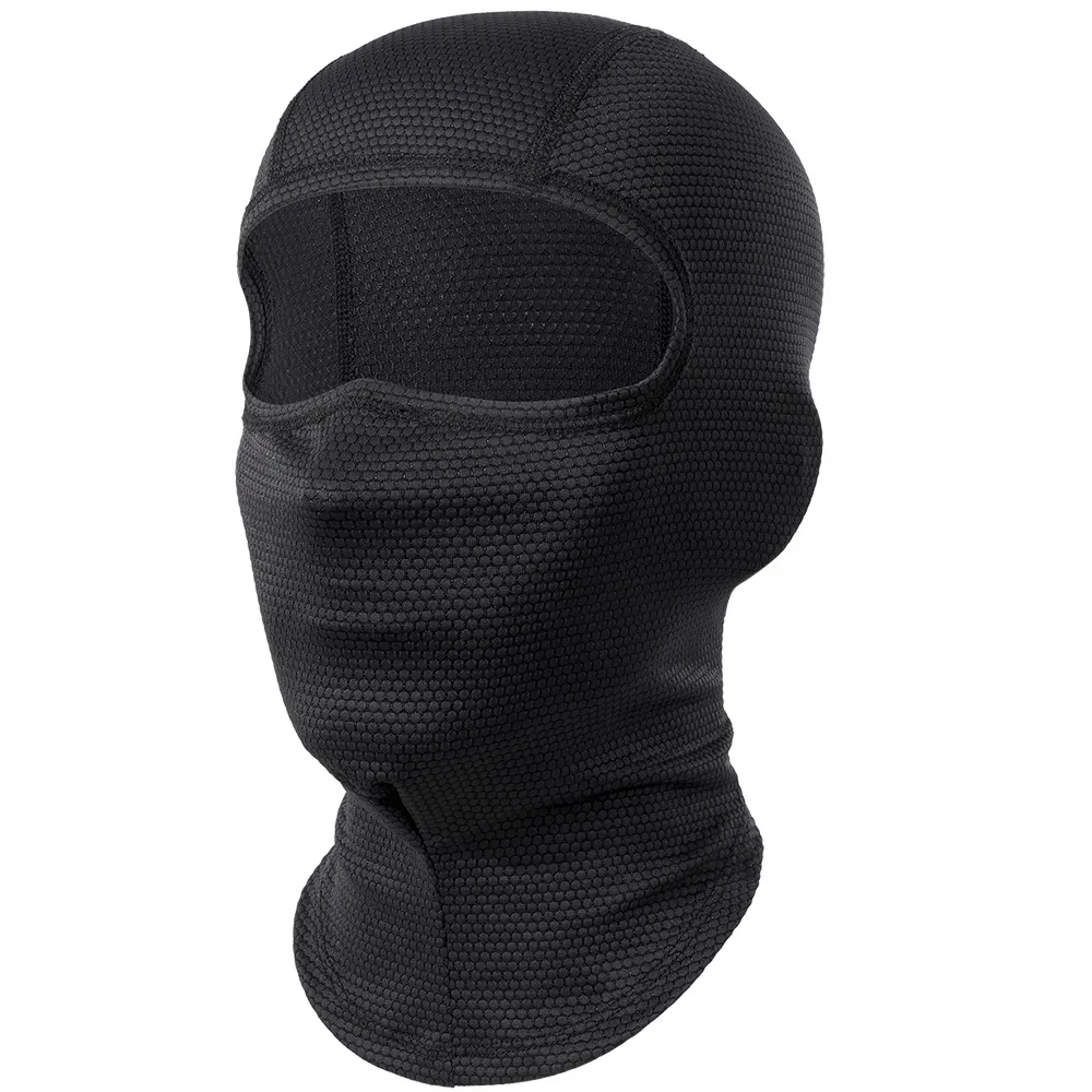 Ciclismo rosto cheio balaclava máscara facial de resfriamento respirável gelo seda wicking absorvente chapelaria para capacete da bicicleta equitação engrenagem: Preto