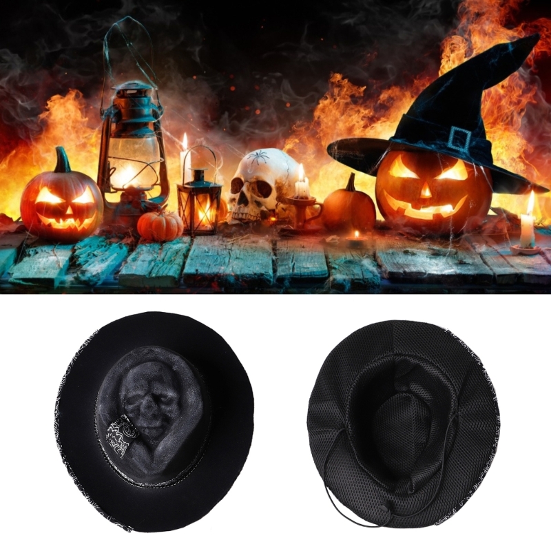 Chapeau de cowboy tête de mort fait à la main, pièce unique et chimsauna pour cosplay, masplay Tim ade, crâne effrayant, fête Billy