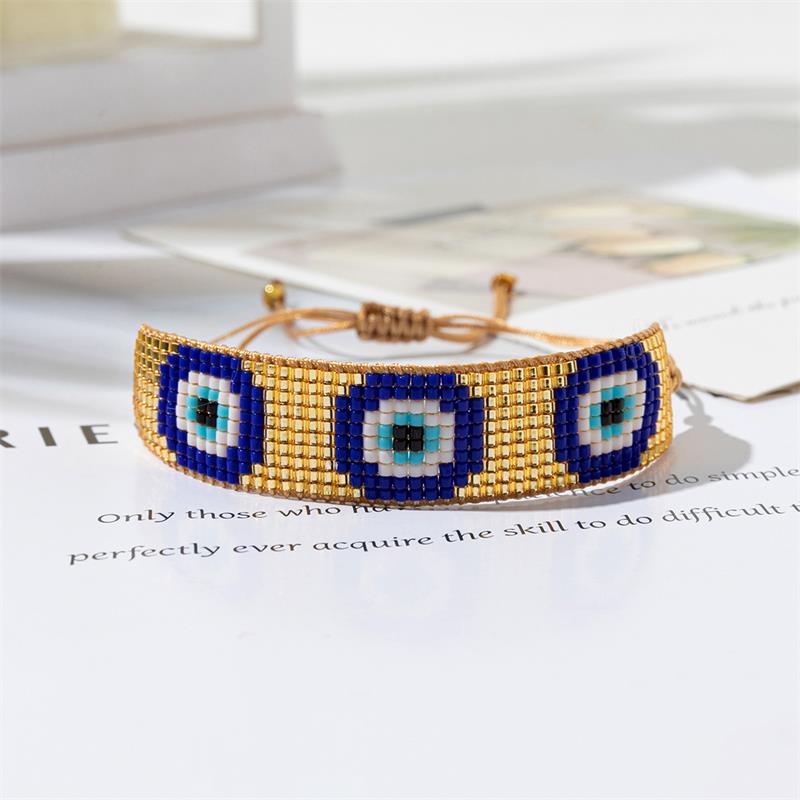 Bluestar Turkish Boze Oog Armband Voor Vrouwen Mannen Gelukkig Gevlochten String Mode Boho Armband Paar Vriendschap Wens Cadeau Sieraden: Licht Geel Goud Kleur