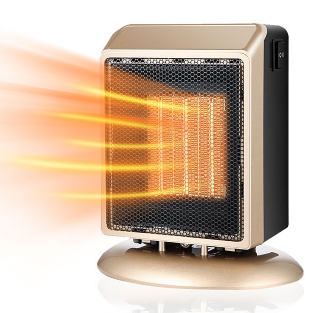900/1200W Mini Electric Heater EU US JA UK Plug Portable Fan Heater Heating Radiator Thermostat Home Blower Calefactor Electrico: gold / US