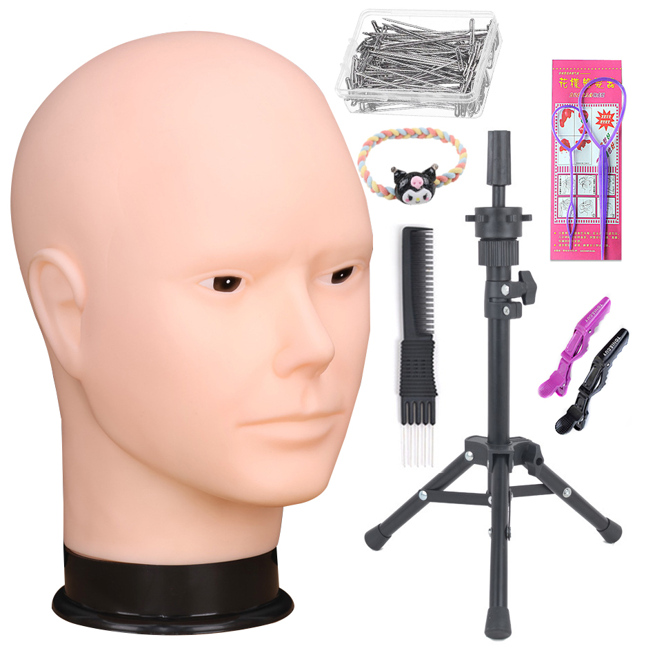Mannequin Head With T-pin Wig Cap Tripod For Women Making Wig Hat Glasses Mask Display Cosmetology Manikin Head Makeup Practice: Gun Metal
