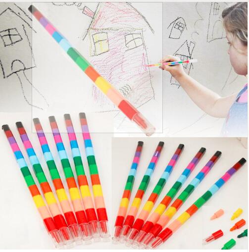 6/stuks of 12 pcs Pop up Olie Pastel Kleurpotloden Pen Kids Swap Punt Kleurpotloden Stacker Potloden DIY Party loot Bag Fillers Tekening Pen
