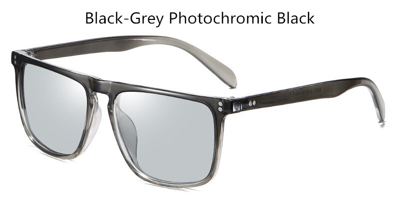 Mænds nattesyn polariserede fotokromiske briller, firkantede solbriller med farveskiftende solbriller  s193: Sortgrå misfarvning