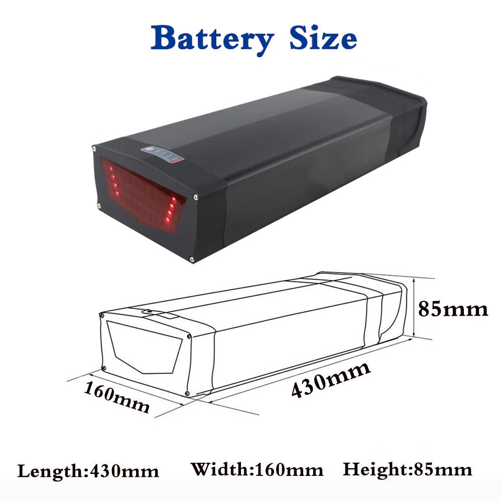 rear rack high capacity ebike battery case 117 Pcs 18650 cells ebike battery case 48v for city bike