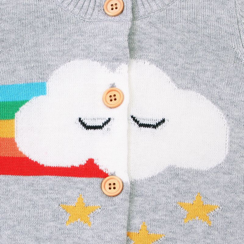 Crianças crianças camisola outono roupas da menina do menino cardigan dos desenhos animados arco-íris impressão de malha algodão quente casual outerwear roupas